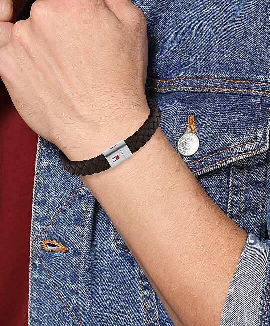 Tommy Hilfiger Tmavě hnědý kožený náramek s ocelovým zapínáním 2790330