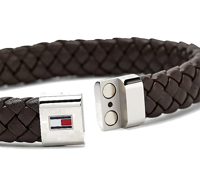 Tommy Hilfiger Tmavě hnědý kožený náramek s ocelovým zapínáním 2790330
