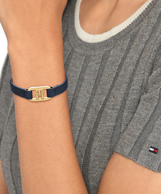 Tommy Hilfiger Tmavě modrý kožený náramek 2780827