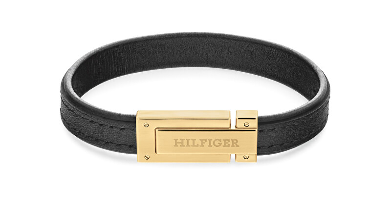 Tommy Hilfiger Černý kožený náramek pro muže 2790561