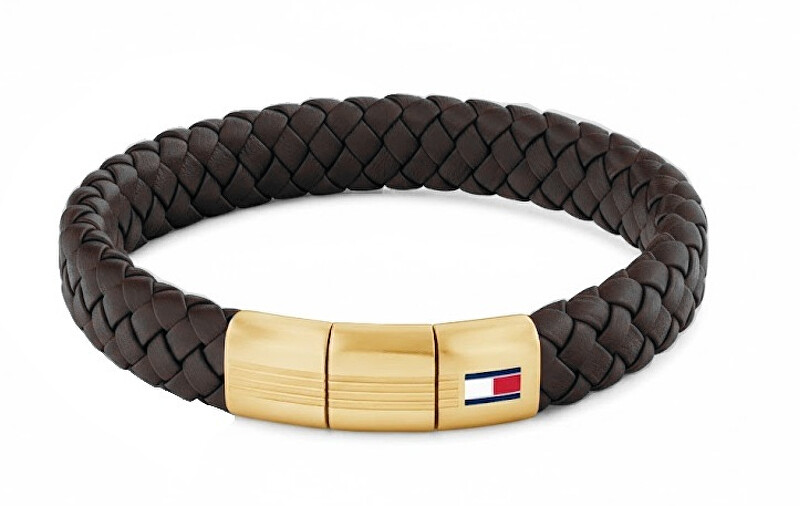 Tommy Hilfiger Hnědý kožený náramek s pozlaceným zapínáním 2790671