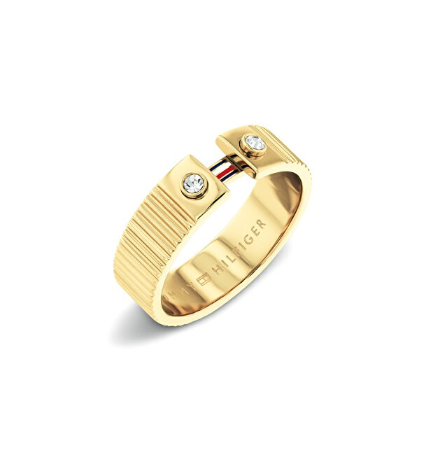 Tommy Hilfiger Pozlacený prsten s krystaly Stripes 2781052