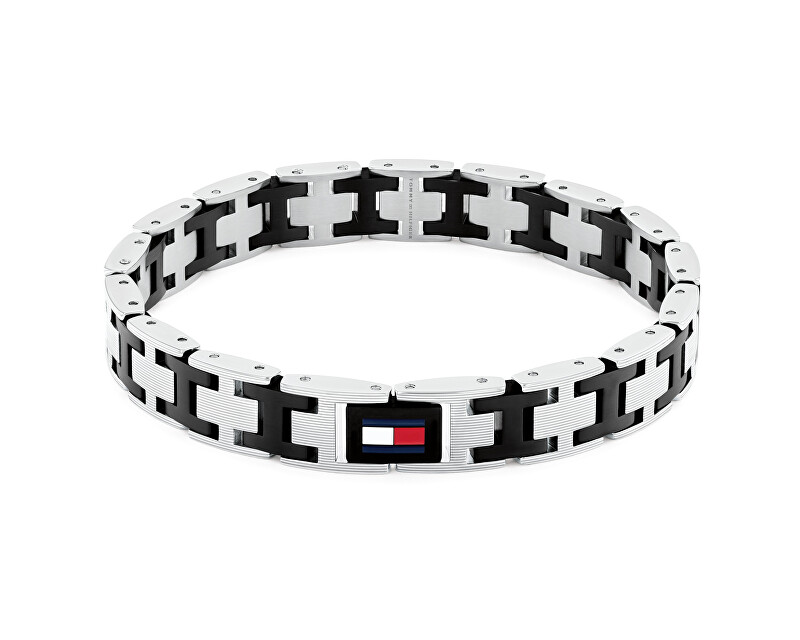 Tommy Hilfiger Štýlový oceľový náramok pre mužov H-Link 2790684 bicolor, čierna, strieborná , tricolor