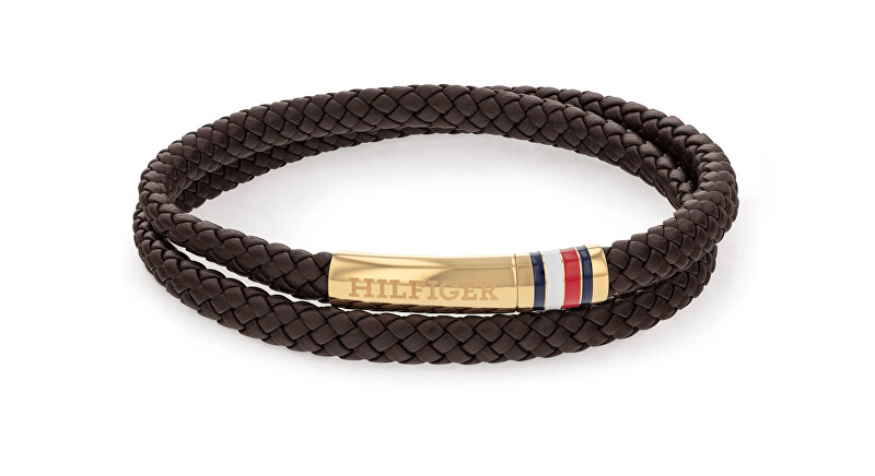 Tommy Hilfiger Hnědý kožený náramek s ocelovým zapínáním 2790551