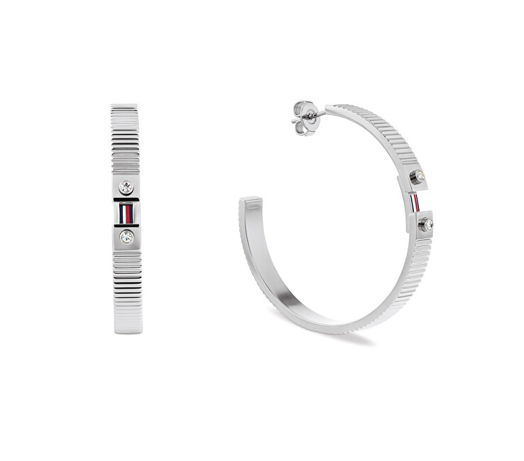 Tommy Hilfiger Úchvatné ocelové kruhy s krystaly Stripes 2781049