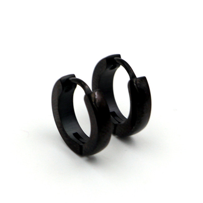 Troli Černé ocelové náušnice kroužky