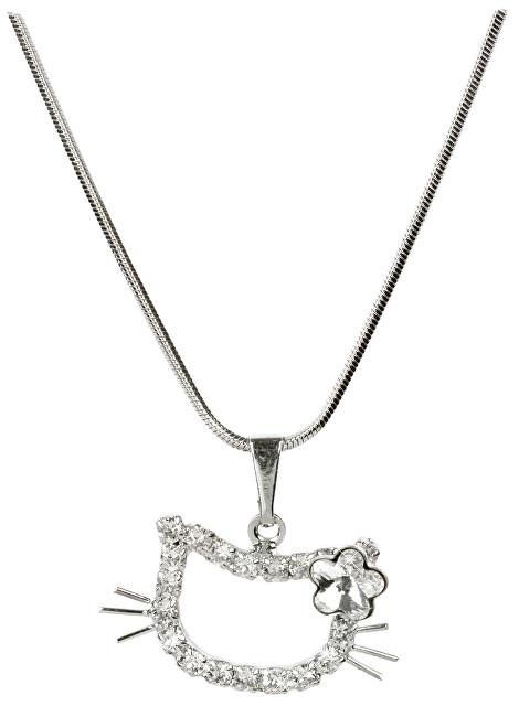 Levien Dívčí náhrdelník Kočička s kytičkou Crystal