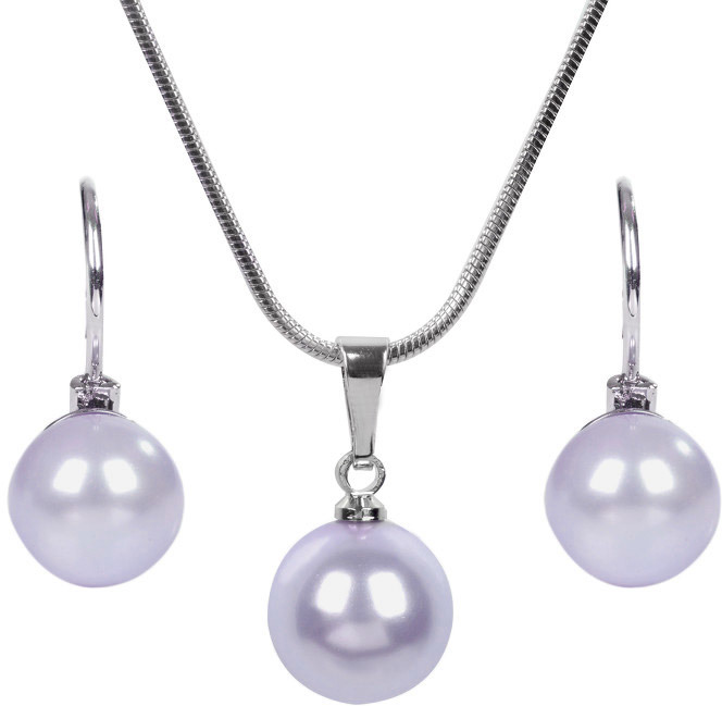 Levien Půvabná sada náhrdelníku a náušnic Pearl Lavender