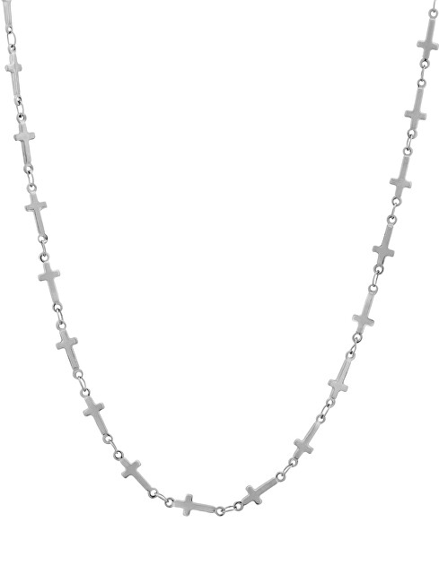 Troli Stylový ocelový náhrdelník s křížky