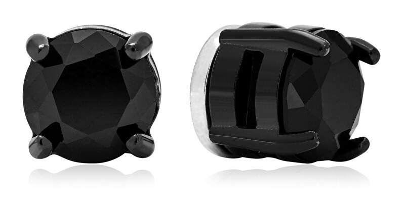 Troli Třpytivé černé náušnice s magnetem 2v1 (pecky, mini brož)