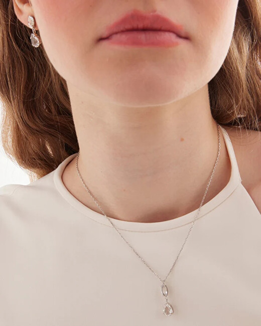 Victoria Cruz Visací stříbrné náušnice s krystaly Lieve A5536-07HT