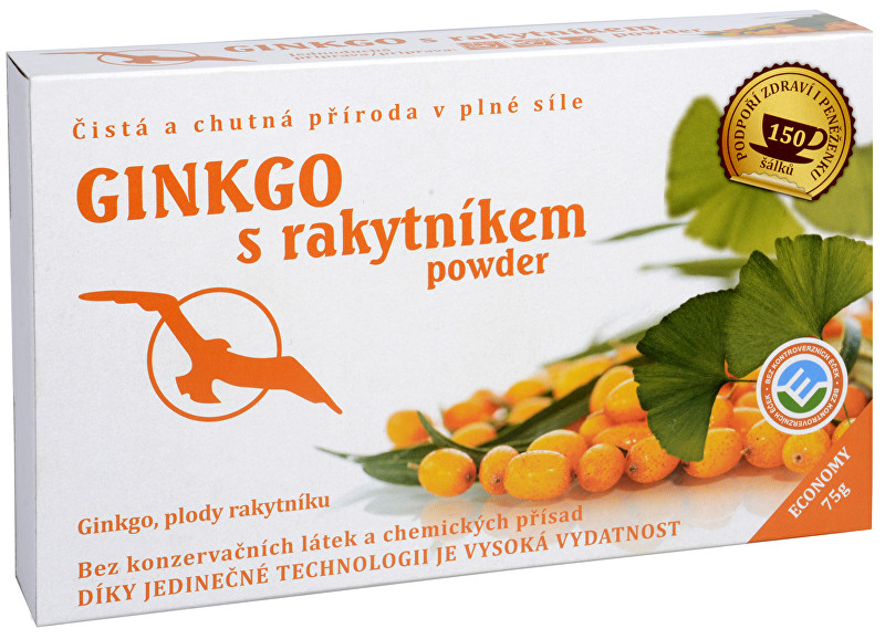 Čaje Hannasaki Ginkgo s rakytníkem powder - ginkgo, plody rakytníku 75 g