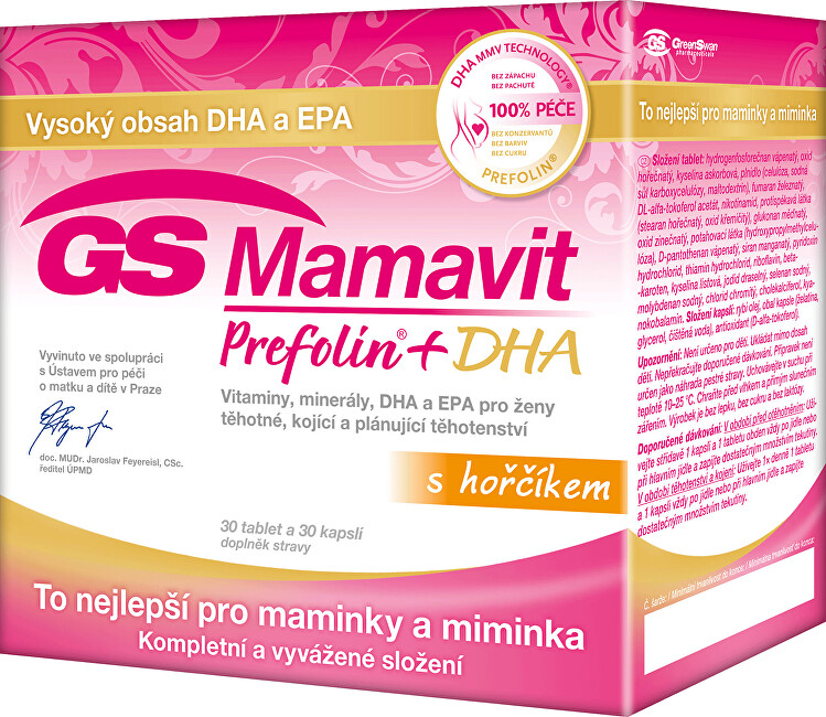 Green-Swan GS Mamavit Prefolin + DHA 30 tablet + 30 kapslí