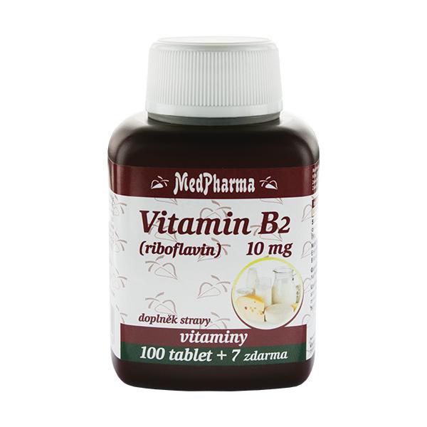 Vitamín B2 (riboflavin) 10 mg 100 tbl. + 7 tbl. ZDARMA