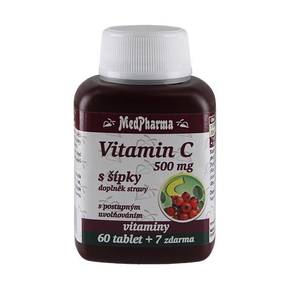 MedPharma Vitamín C 500 mg s šípky prodloužený účinek 60 tbl. + 7 tbl.ZDARMA