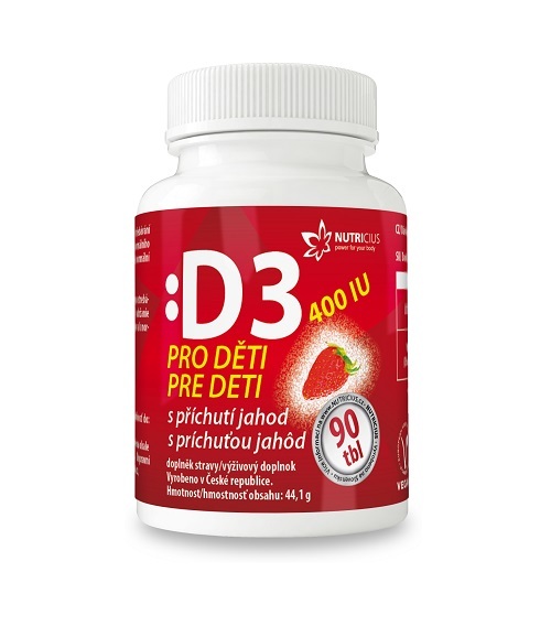 Vitamín D3 pro děti 400IU - jahoda 90 tablet