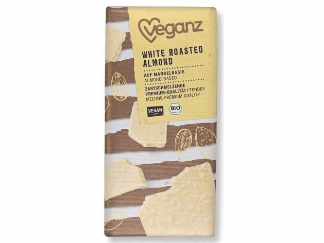Veganz Bílá čokoláda s praženými mandlemi, Bio 80 g