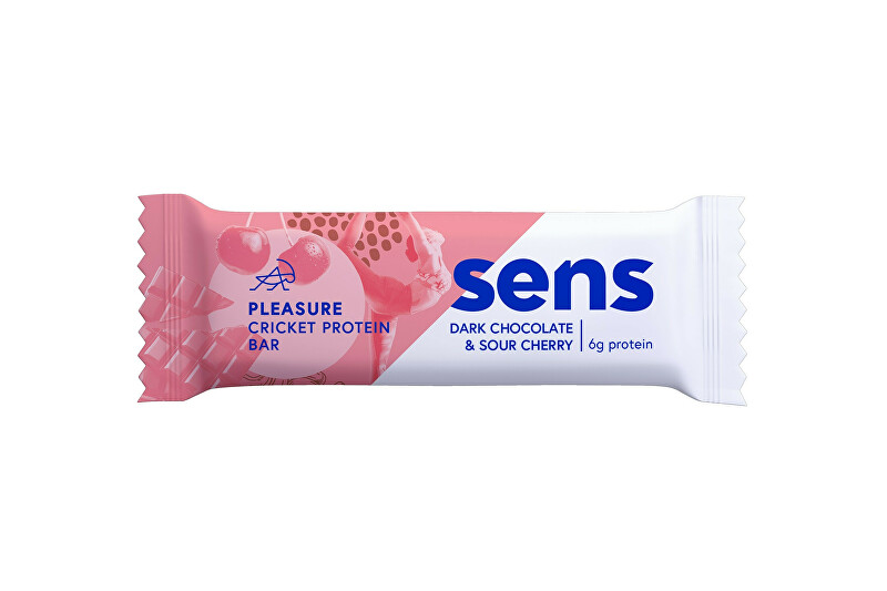 SENS Pleasure Protein tyčinka s cvrččí moukou - Tmavá čokoláda & Višeň 40 g