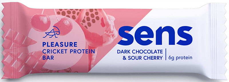 SENS Pleasure Protein tyčinka s cvrččí moukou - Tmavá čokoláda & Višeň 40 g