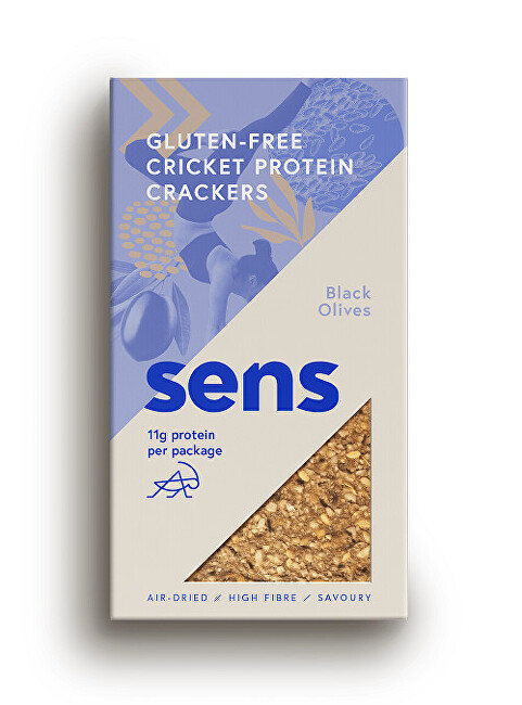 SENS Protein bezlepkové krekry s cvrččí moukou - Černé olivy 50 g
