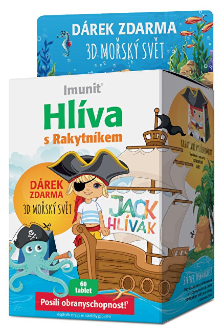 Imunit Hlíva s rakytníkem Jack Hlívák 60 tablet + 3D mořský svět