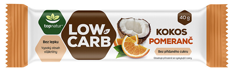 Topnatur LOW CARB tyčinka Kokos & Pomeranč 40 g