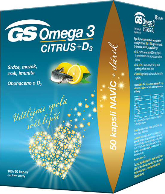 Green-Swan GS Omega 3 Citrus + D3 100+50 kapslí DÁREK 2021
