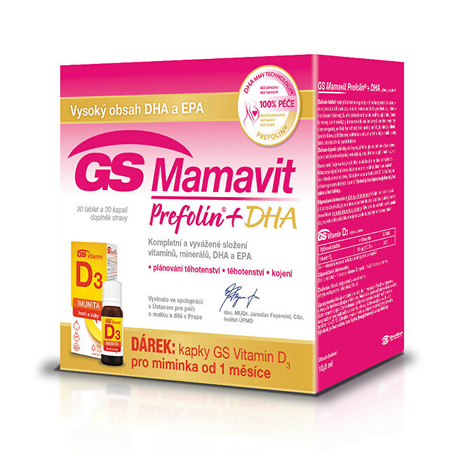 Green-Swan GS Mamavit Prefolin+DHA 30 tablet a 30 kapslí + dárek Kapky GS Vitamin D3