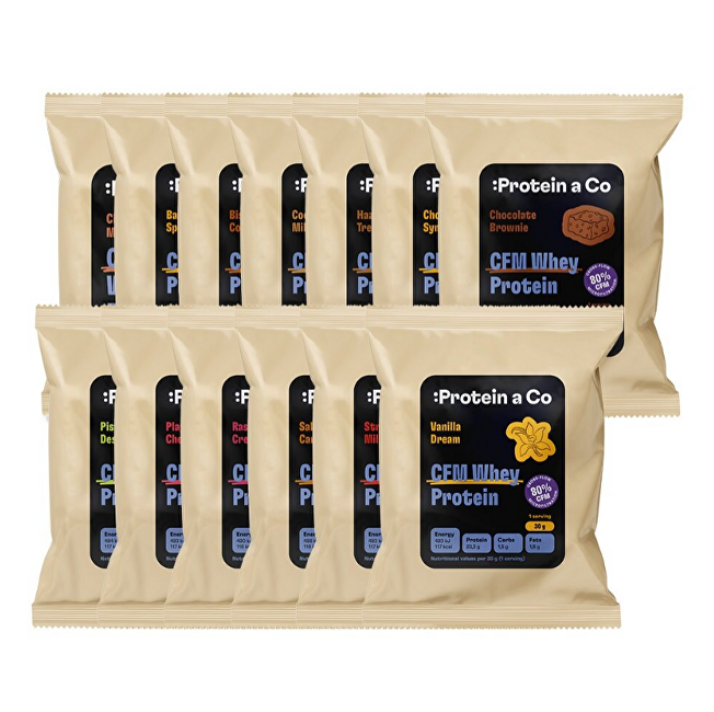 Protein a co CFM Whey 80 Balení proteinových vzorků 13 kusů