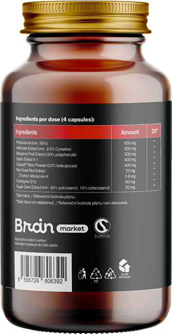 BrainMax Cholesterol Support – Pro udržení normální hladiny cholesterolu 100 kapslí