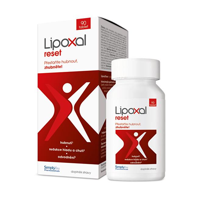 Simply You Lipoxal Reset 90 tablet <p><strong>1 tobolka obsahuje:</strong> plnidlo: mikrokrystalická celulóza, hydrogenfosforečnan vápenatý, konjakový glukomannan 250 mg (RHP**), extrakt Garcinie cambogia (60 % HCA) 150 mg (RHP**), extrakt zeleného čaje (