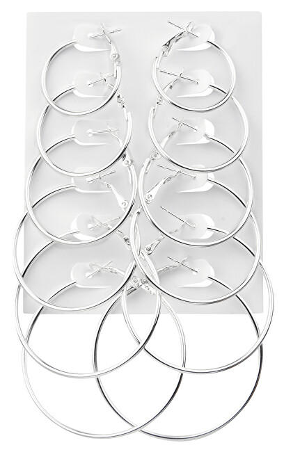 2. JAKOST - Sada moderních kruhových náušnic Silver (6 párů)