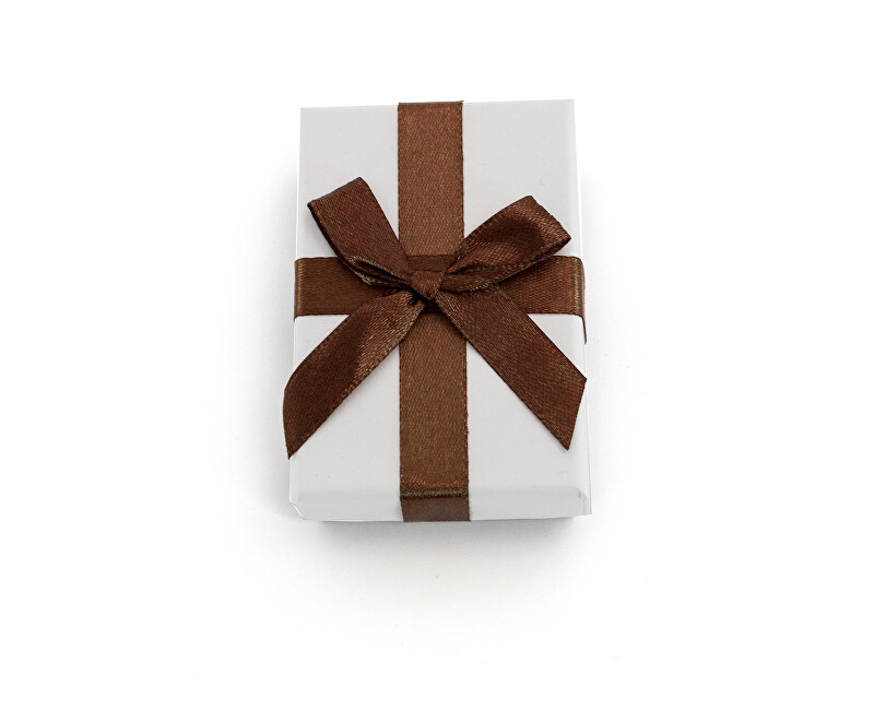 Cutie cadou albă cu panglica maro KP9-8