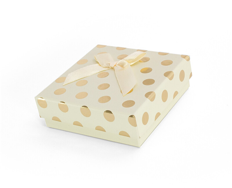 Krémová darčeková krabička so zlatými bodkami KP6-9