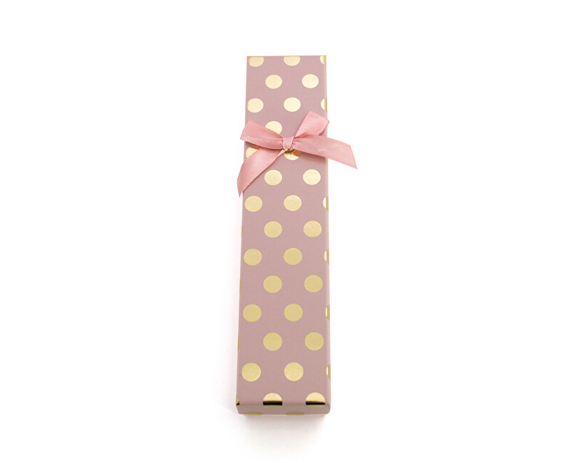 Růžová dárková krabička se zlatými puntíky KP7-20