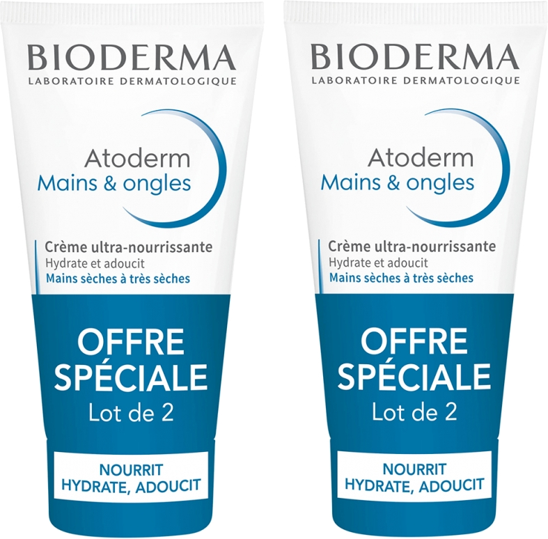 Sada výživných krémů na ruce a nehty Atoderm Mains (Ultra-Nourishing Cream Hands & Nails) 2 x 50 ml 