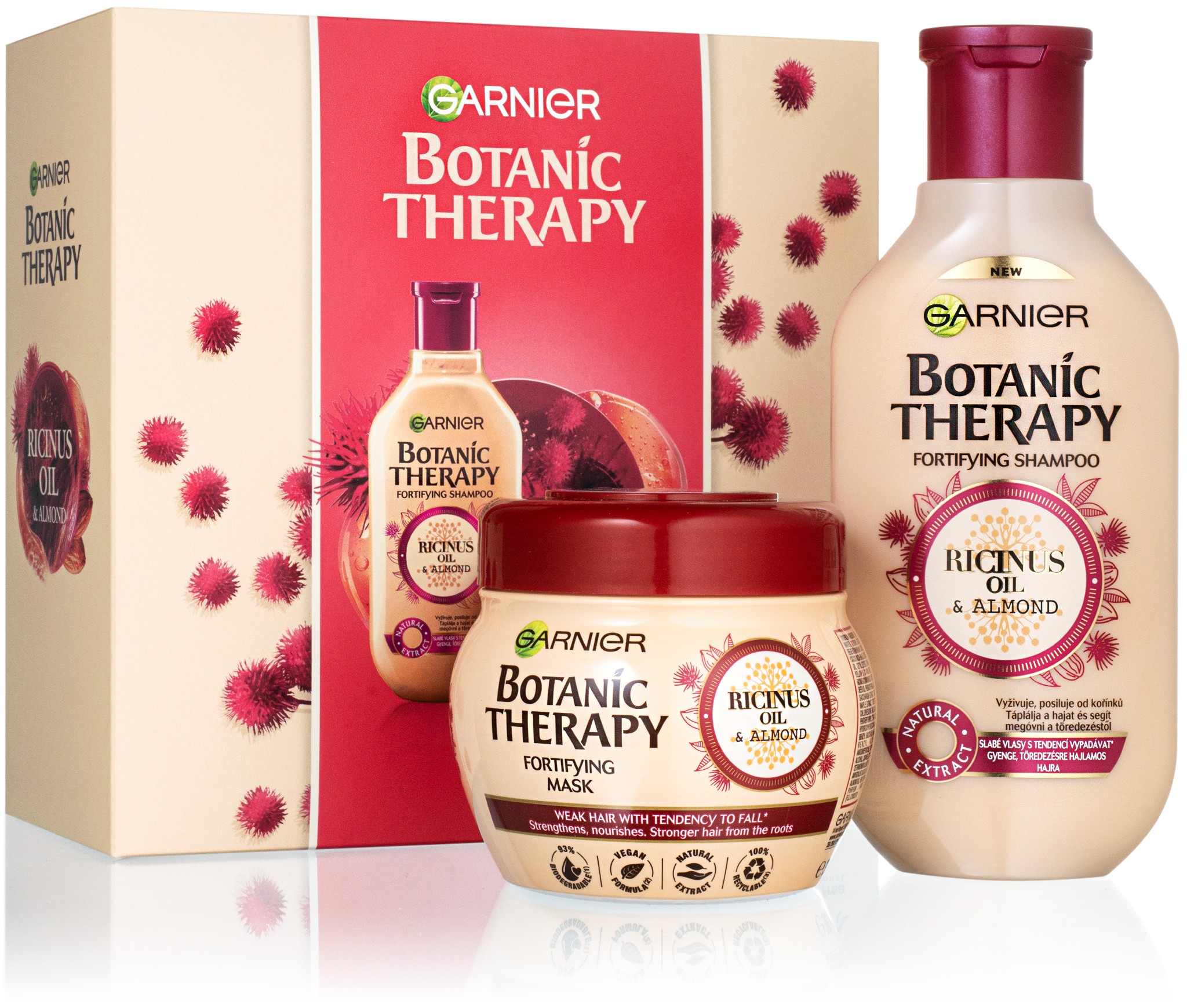 Dárková sada posilující péče pro slabé a lámající se vlasy Botanic Therapy Ricinus Oil & Almond