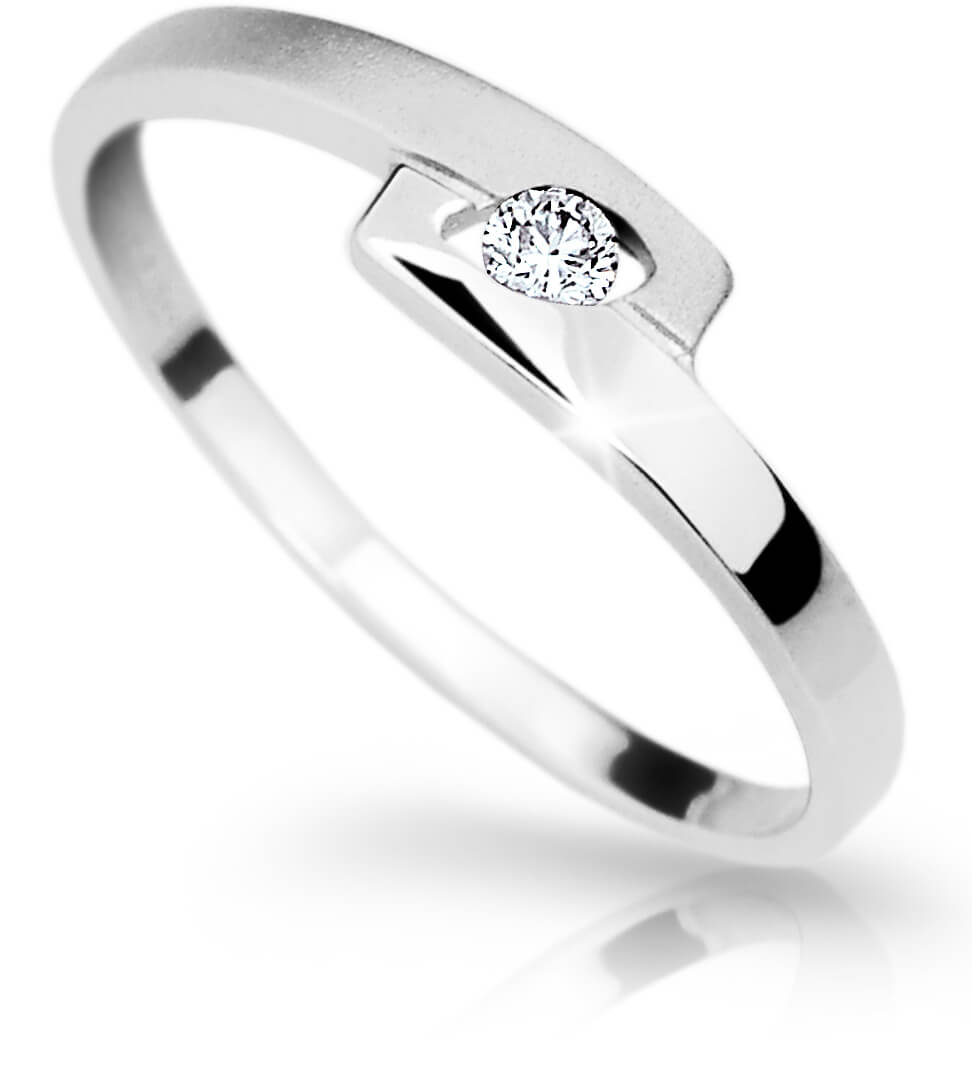 Elegantní prsten z bílého zlata s briliantem DZ6725-1284-00-X-2