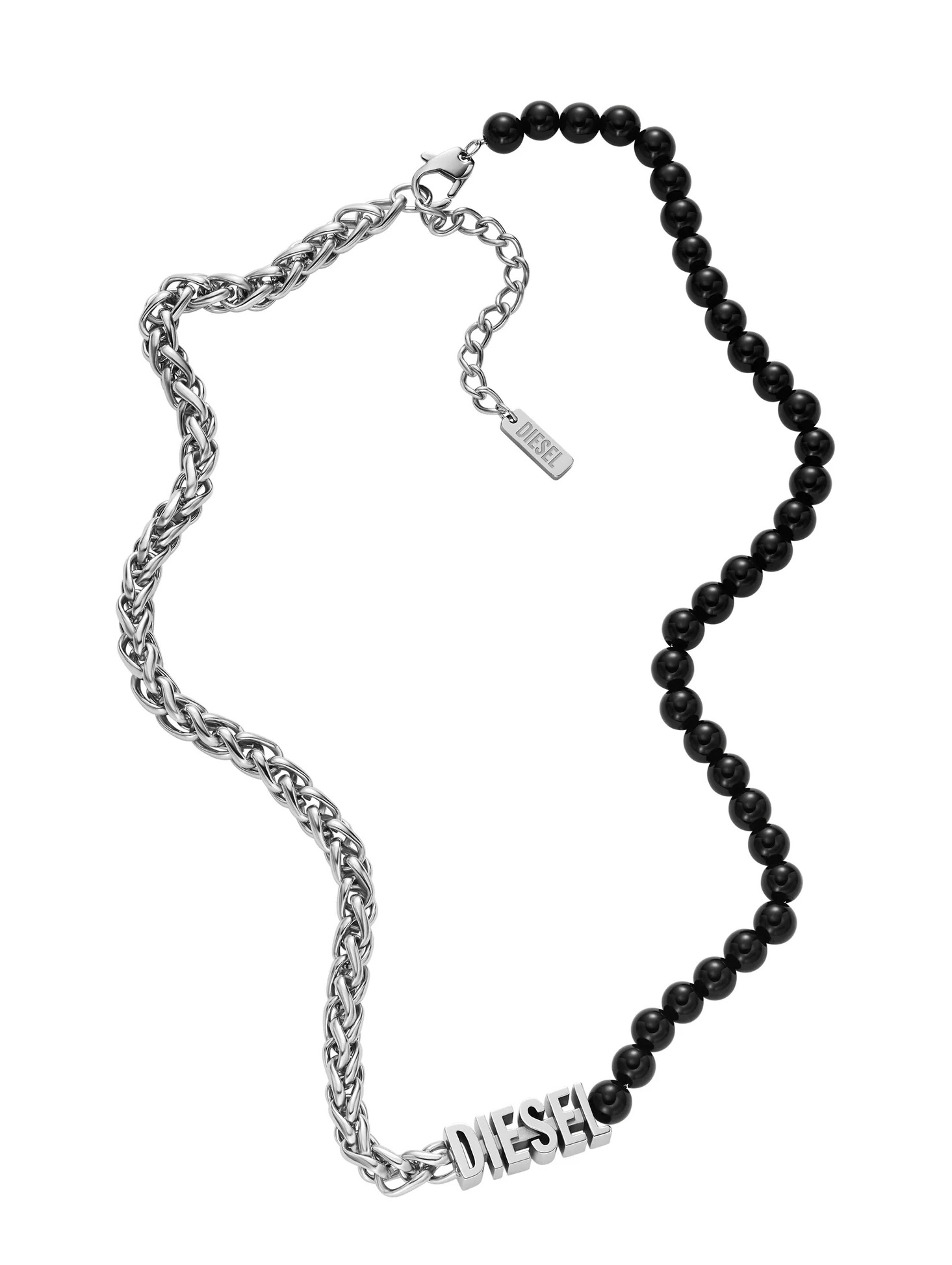 Moderní ocelový náhrdelník s černým achátem DX1543040