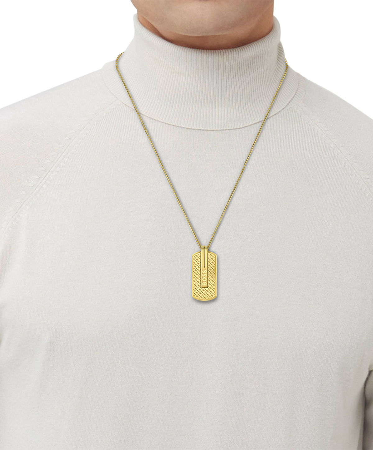 BOSS - Collier chaîne doré avec pendentif boussole - Couleur dorée