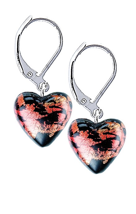Romantické náušnice Fire Heart s 24karátovým zlatem v perlách Lampglas ELH30