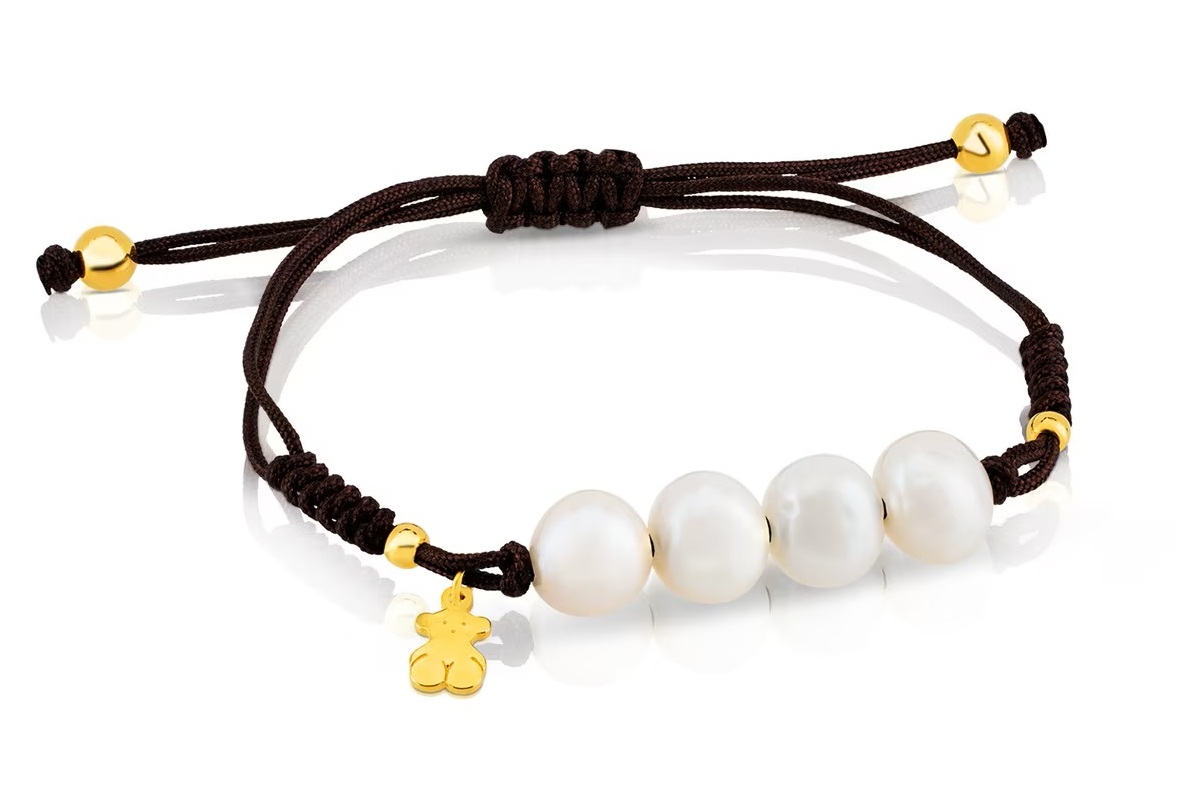 Tmavě hnědý náramek s perlami Nudos 313031510 Od