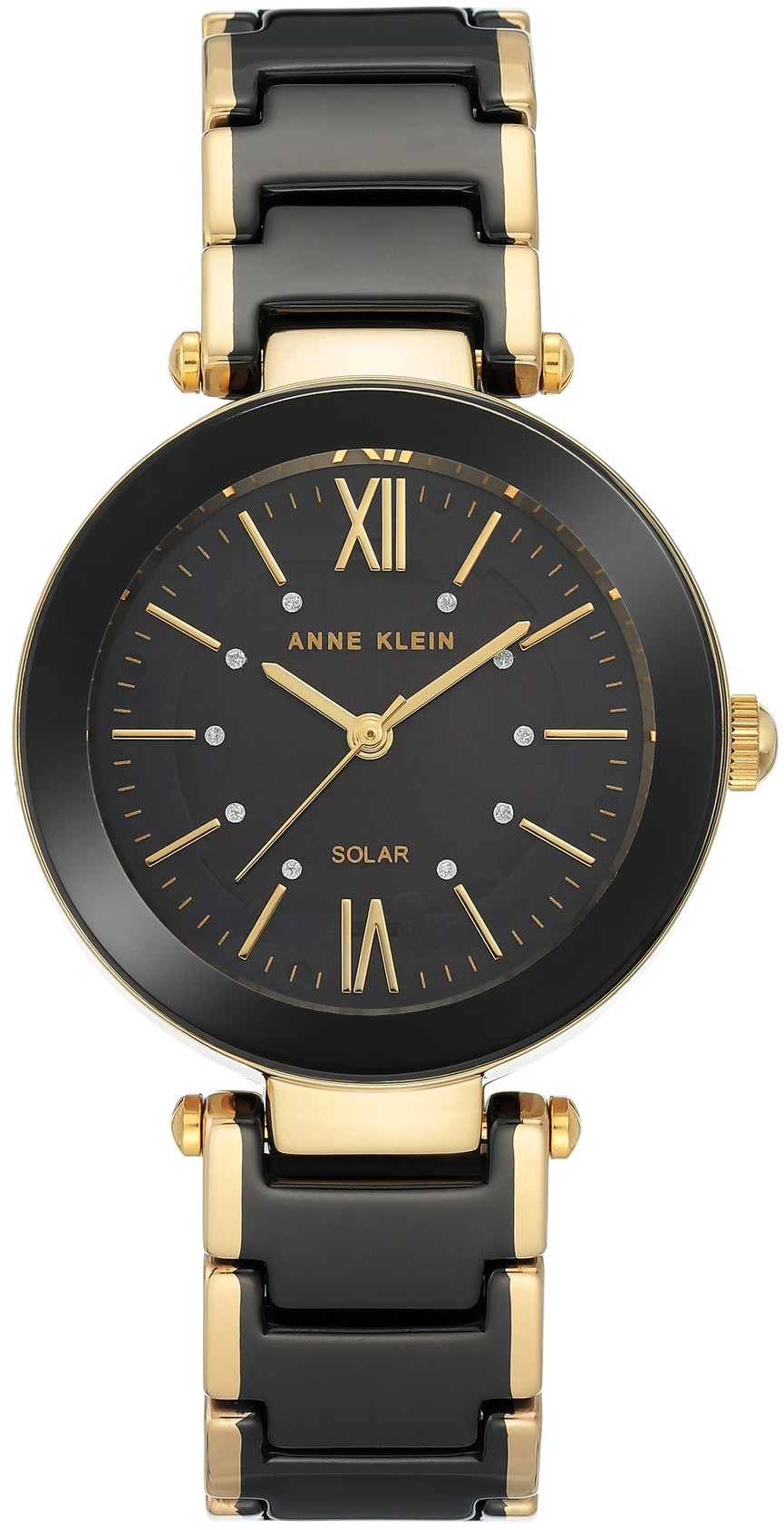 Levně Anne Klein Analogové hodinky Considered Solar Powered Ceramic AK/3844BKGB