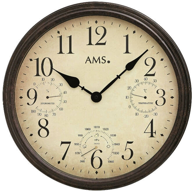 Levně AMS Design Nástěnné hodiny s teploměrem, barometrem a vlhkoměrem 9463