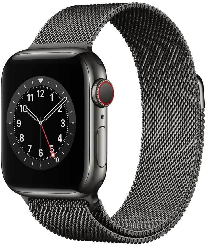 Apple Apple Watch Series 6 GPS + Cellular, 44mm Graphite Stainless Steel Case with Graphite Milanese Loop