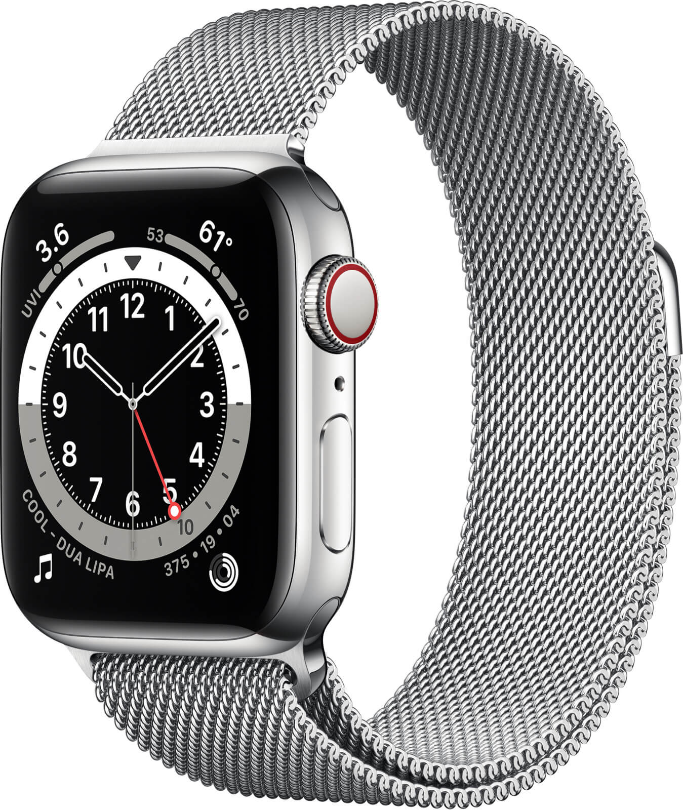 Apple Apple Watch Series 6 GPS + Cellular, 44mm Silver Stainless Steel Case with Silver Milanese Loop