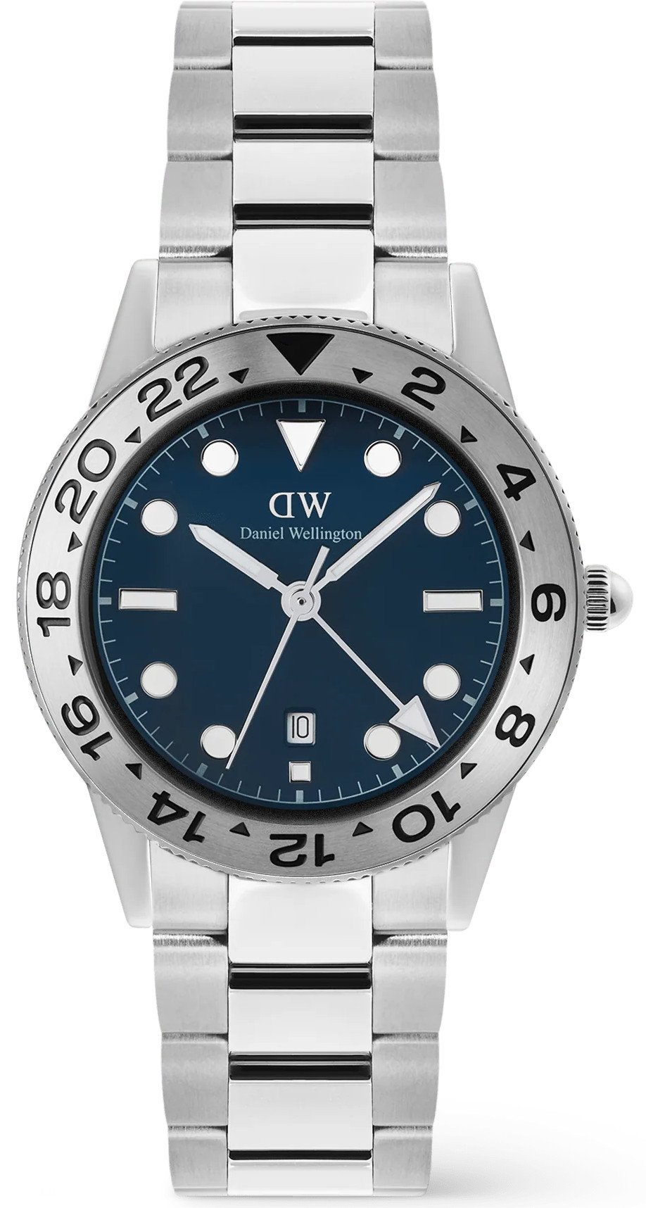 Daniel Wellington Iconic GMT 40 Link Brushed Bezel Silver DW00100922