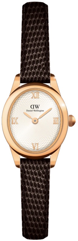 Daniel Wellington Ophelia Mini 22x25,5 Dark Brown Lizard White Guilloché RG DW00100894