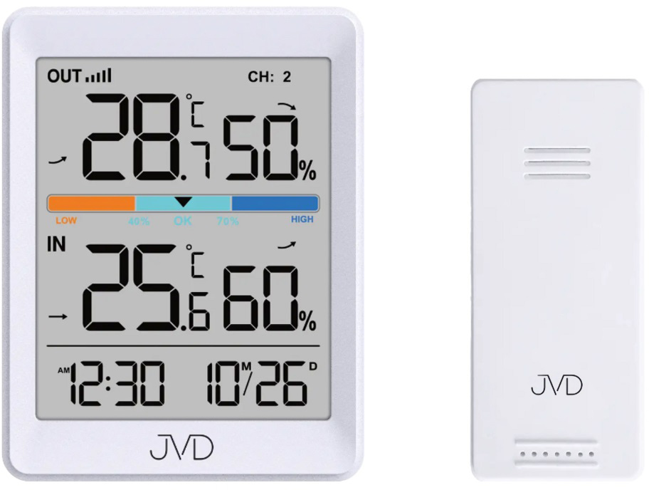 JVD Digitální hodiny s teploměrem a vlhkoměrem T3340.2