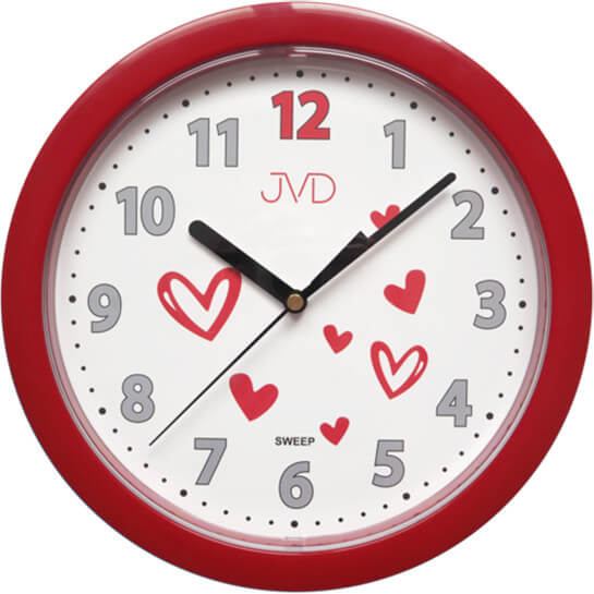 JVD Dětské nástěnné hodiny s tichým chodem HP612.D Red